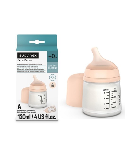 Biberon ZERØ.ZERØ 120 ml Flusso Adattabile - Suavinex
