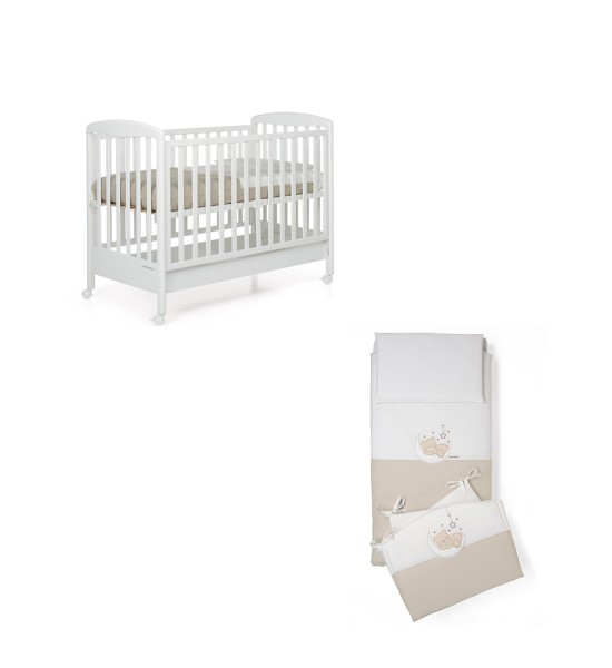  Set Mary Bianco (Lettino + Completo Piumone My Bear + Materasso) - Foppapedretti