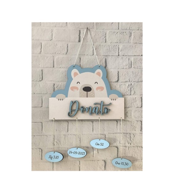 Fiocco Nascita Orsetto Personalizzabile - Cora