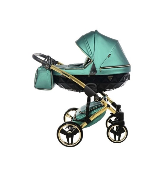 Monture Trio Diamond Fluo Junama en cuir vert doré