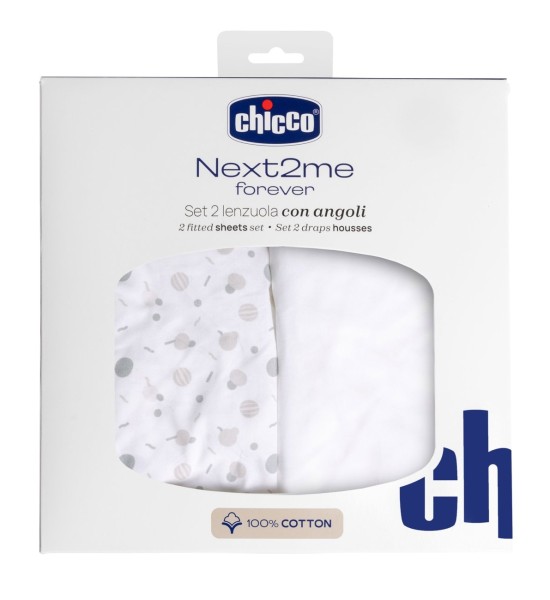 Set Lenzuola con Angoli in Cotone per Next2Me Forever 2pz Chicco