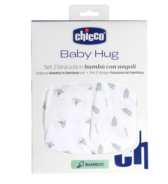 Set Lenzuola con Angoli in Bambù per Baby Hug 2pz Chicco