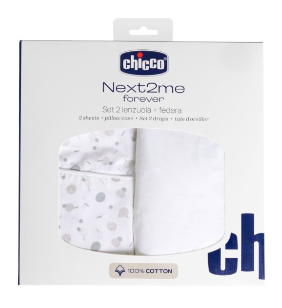 Set Lenzuola in Cotone per Next2Me Forever 2pz U&D e Federa Chicco