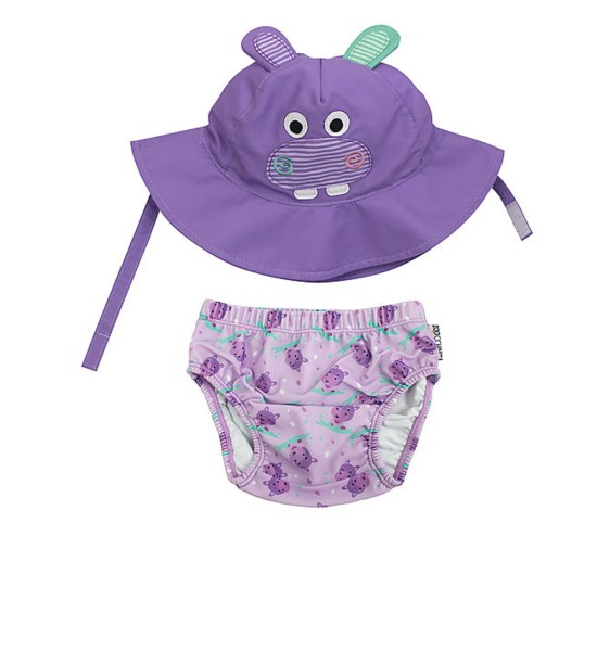 Set Baby Costumino Contenitivo + Cappellino  Ippopotamo Zoocchini