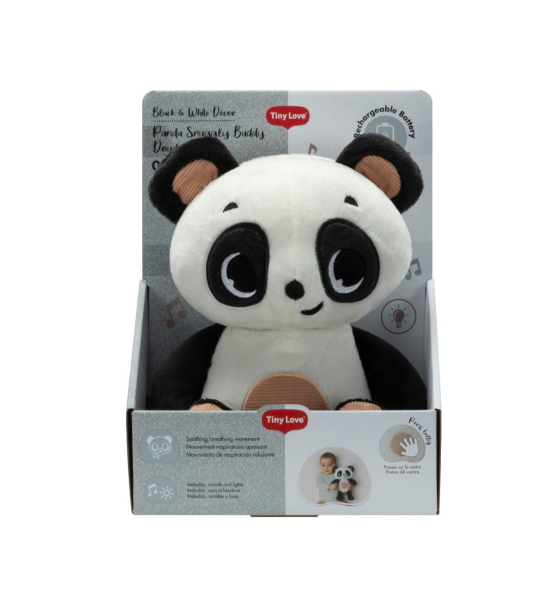 Peluche Tiny Love Snuggly en noir et blanc