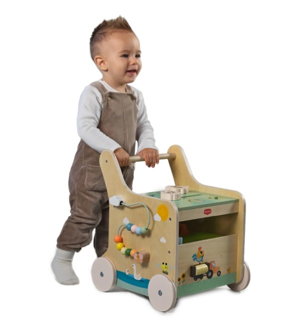 Carrellino Push & Play Wooden Walk Behind - Tiny Love