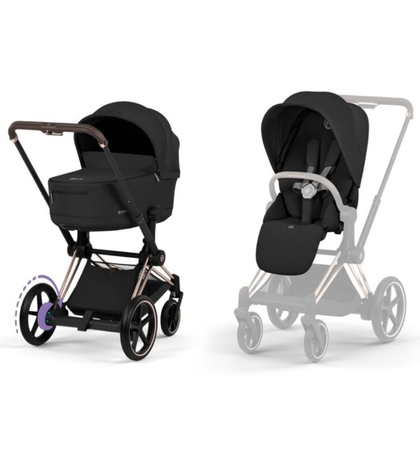 Duo E-Priam Cybex-Rahmen der neuen Generation in Roségold — Comfort Collection