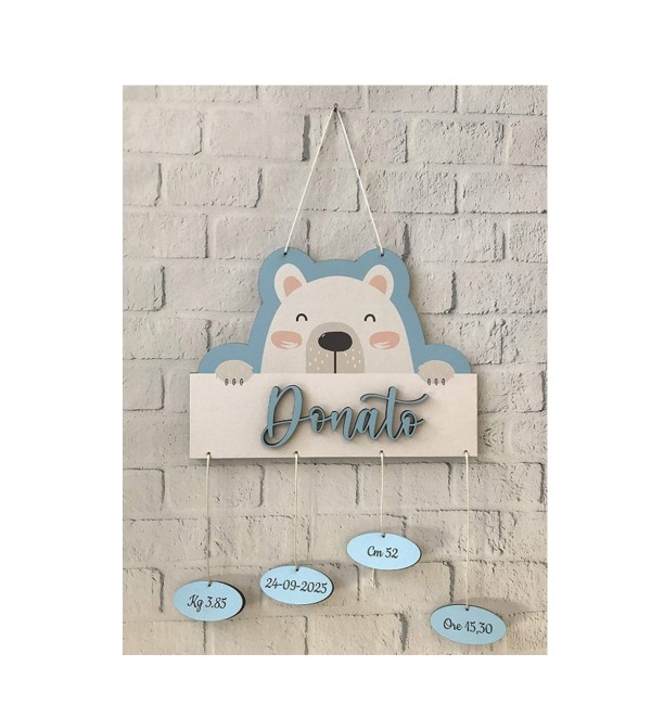 Fiocco Nascita Orsetto Personalizzabile - Cora