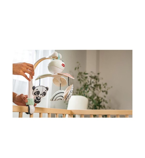 Carrusel de música móvil Take Along con decoración en blanco y negro