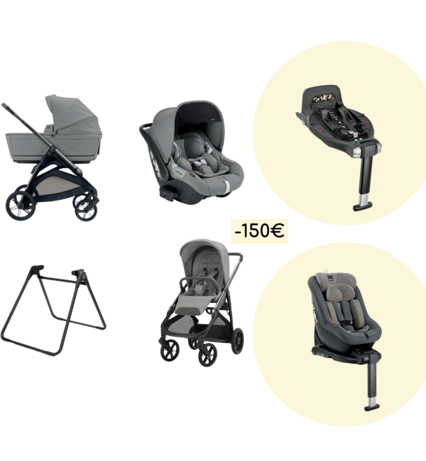 System Quattro Inglesina Aptica promotion with Darwin Recline Evo 2026 + Darwin 360° swivel base and Darwin Next Stage