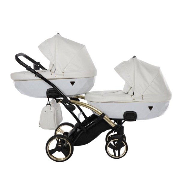 Trio Gemellare Junama Individual Slim Pelle Bianco Telaio Oro