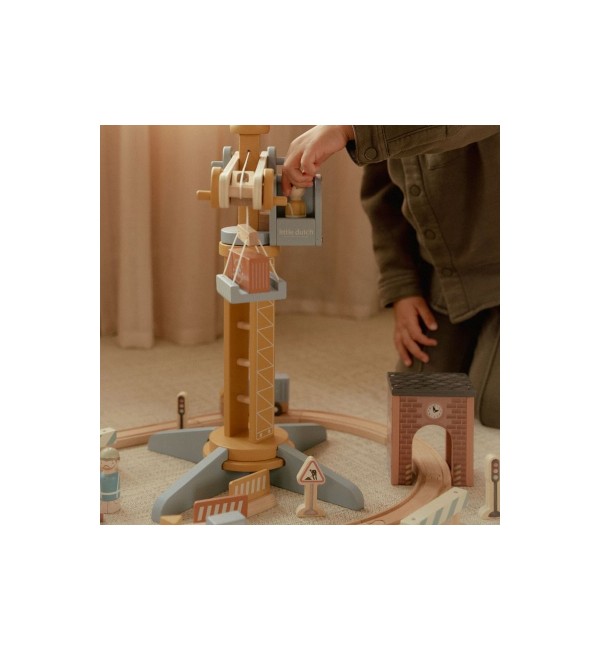 Schienenkran-Set aus Holz Little Dutch