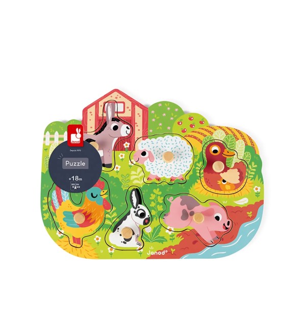 Puzzle de ferme en bois 6 pièces Janod