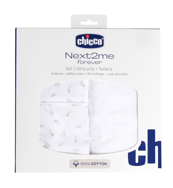 Set Lenzuola in Cotone per Next2Me Forever 2pz U&D e Federa Chicco