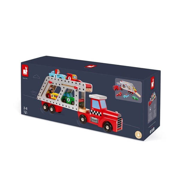 Story Car Truck With 4 Cars Janod