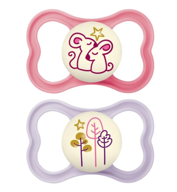 Chupetes de silicona Mam Air Night, paquete de más de 6 m. Doble