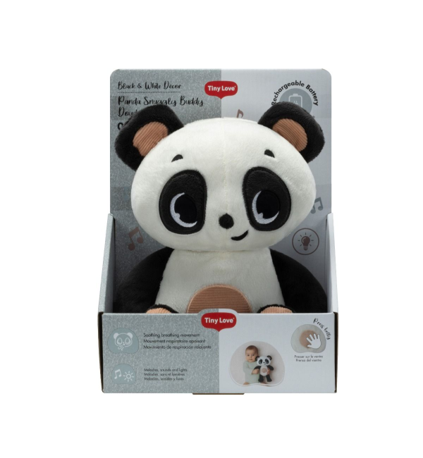 Peluche Tiny Love Snuggly en noir et blanc