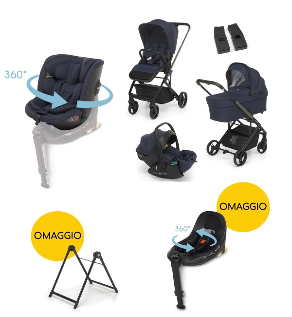 Trio Tictoc con Ovetto Disk Recline, Seggiolino Disk Grow + Base Disk e Stand Elevo IN OMAGGIO