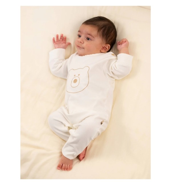 Tuta Orso Con Piedi Offwhite - Bamboom