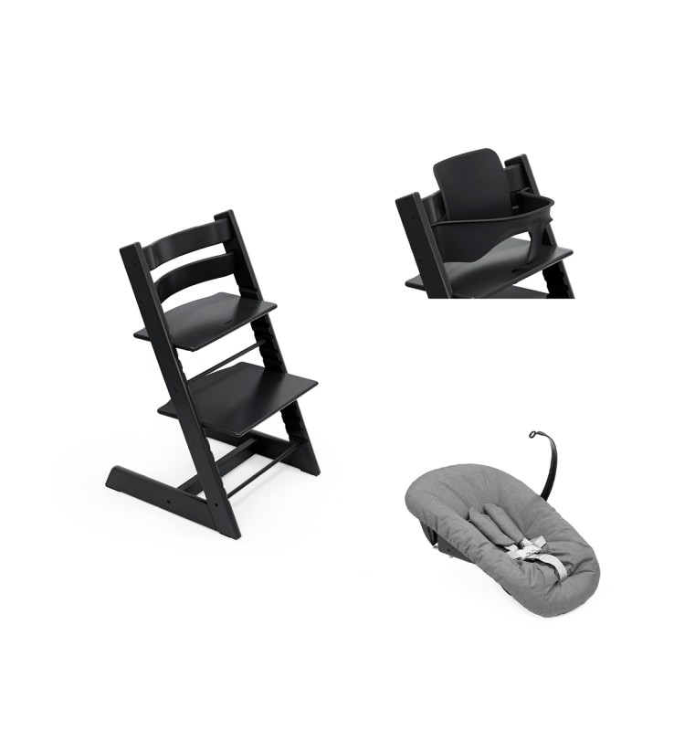 Bundle STOKKE ® TRIPP TRAPP ® Sedia + Baby Set + Newborn Set Nero