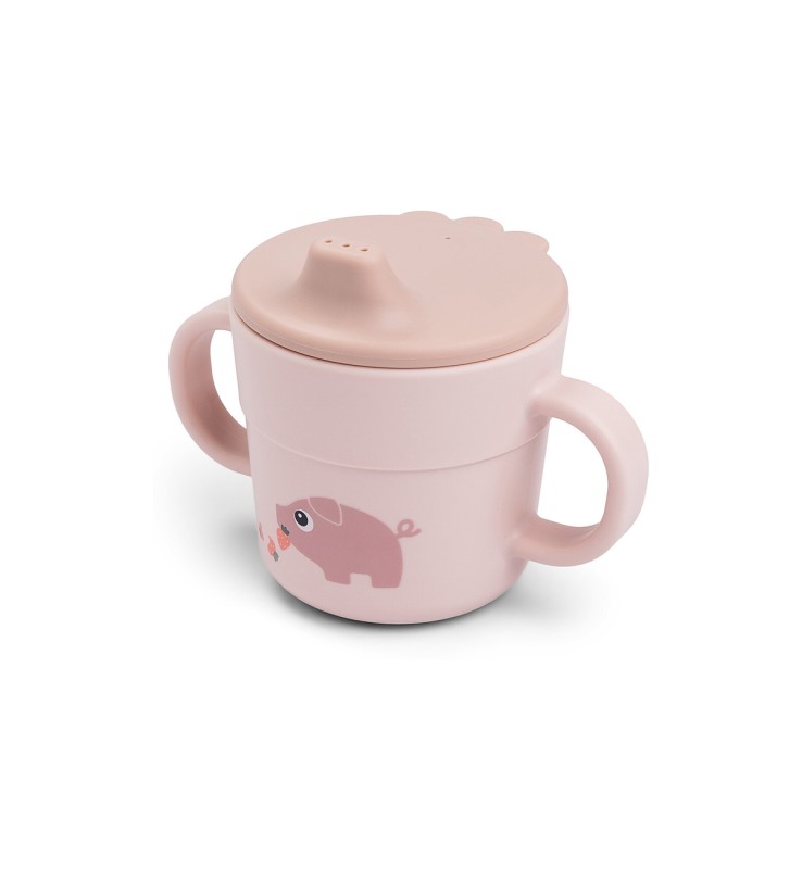 Done By Deer Rosa Stoviglie + Posate Per Bambini, Trinklernbecher & Trinklernflaschen Schnabeltasse Foodie - Tiny Farm - Powde - Immagine 3