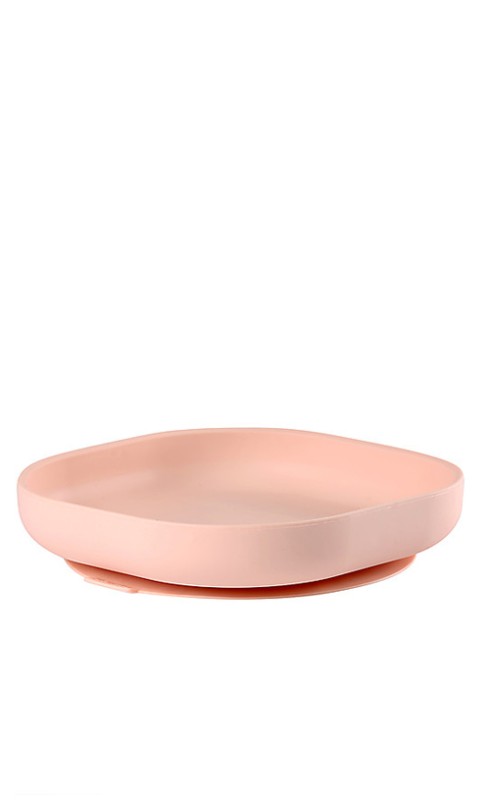 bèaba piatto con ventosa in silicone rosa