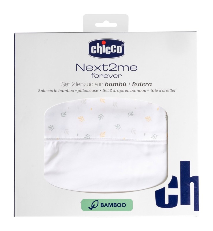 Set Lenzuola in Bambù per Next2Me Forever 2pz e Federa Chicco Foliage