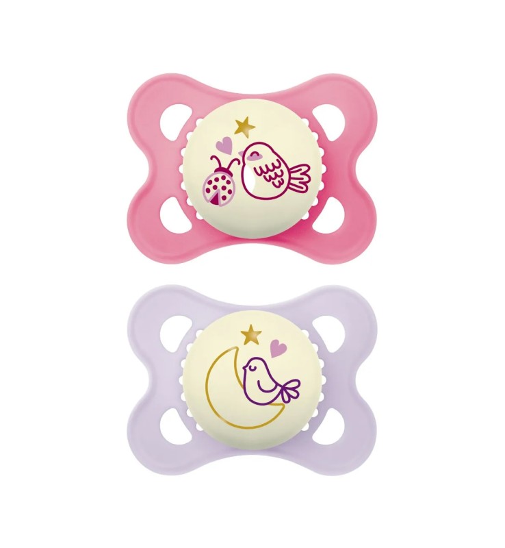 Mam Rosa/Lilla Original Night Succhietto 2-6 Mesi (Set Da 2), Ciuccio 2-6 Mesi Che Si Illumina Al Buio Con Tettarella In Silicone, - Immagine 6