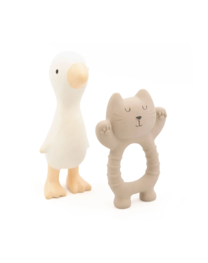 Set de caucho natural gato y pato Bamboom