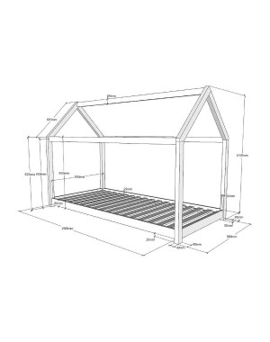 Lit cabane à lattes Vipack 90x200 cm