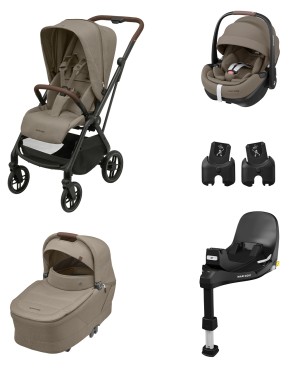 Trio Leona 2 con Navicella Sense e Seggiolino Auto Pebble 360 Pro2 + Base e Adattatori OMAGGIO - Maxi-Cosi