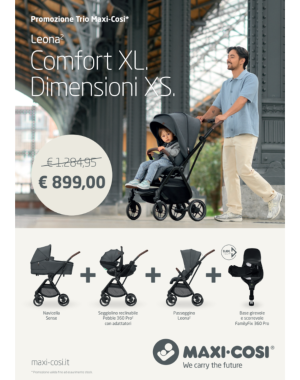 Trio Leona 2 con Navicella Sense e Seggiolino Auto Pebble 360 Pro2 + Base e Adattatori OMAGGIO - Maxi-Cosi