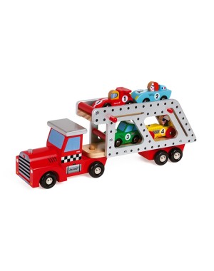 Story Car Truck With 4 Cars Janod