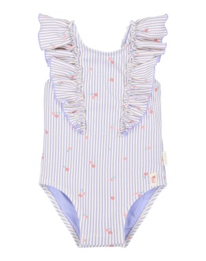 Badeanzug mit traumhaften Streifen in Violett - Little Dutch