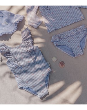 Badeanzug mit traumhaften Streifen in Violett - Little Dutch