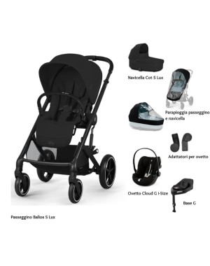 Trio Cybex "SET XL" Balios S Lux con Cloud G e Base G, Adattatori e Parapioggia - con Marsupio Amya Esclusivo (opzionale)