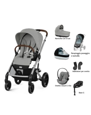 Trio Cybex "SET XL" Balios S Lux con Cloud G e Base G, Adattatori e Parapioggia - con Marsupio Amya Esclusivo (opzionale)